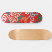 Red Hawaiian Japans Kimono Design Floral Persoonlijk Skateboard (Horizontaal)