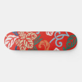 Red Hawaiian Japans Kimono Design Floral Persoonlijk Skateboard (Horizontaal)