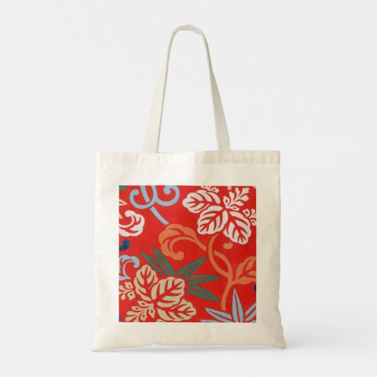 Red Hawaiian Japans Kimono Design Floral Tote Bag (Achterkant)