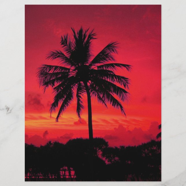 Red Hawaiian Sunset Exotic Palm Trees (Voorkant)