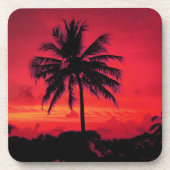 Red Hawaiian Sunset Exotic Palm Trees Bier Onderzetter (Voorkant)