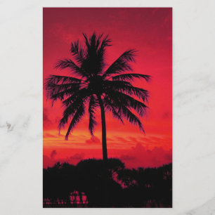 Red Hawaiian Sunset Exotic Palm Trees Briefpapier