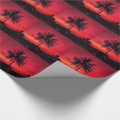 Red Hawaiian Sunset Exotic Palm Trees Cadeaupapier (Hoek)