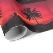 Red Hawaiian Sunset Exotic Palm Trees Cadeaupapier (Rol Hoek)