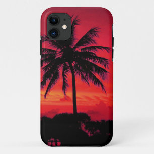 Red Hawaiian Sunset Exotic Palm Trees Case-Mate iPhone Case