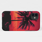 Red Hawaiian Sunset Exotic Palm Trees Case-Mate iPhone Case (Achterkant (horizontaal))