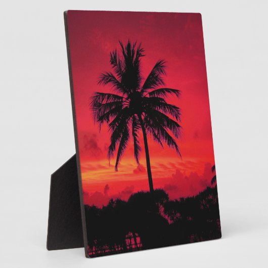 Red Hawaiian Sunset Exotic Palm Trees Fotoplaat (Zijkant)
