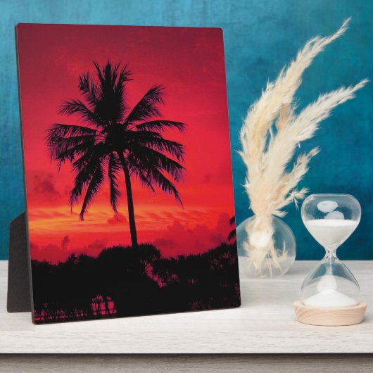 Red Hawaiian Sunset Exotic Palm Trees Fotoplaat (Zijkant)