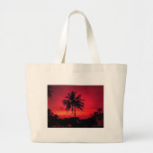 Red Hawaiian Sunset Exotic Palm Trees Grote Tote Bag (Voorkant)