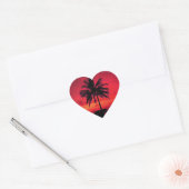 Red Hawaiian Sunset Exotic Palm Trees Hart Sticker (Envelop)
