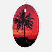 Red Hawaiian Sunset Exotic Palm Trees Keramisch Ornament (Links)