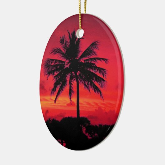 Red Hawaiian Sunset Exotic Palm Trees Keramisch Ornament (Links)