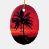 Red Hawaiian Sunset Exotic Palm Trees Keramisch Ornament (Voorkant)
