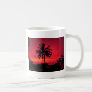 Red Hawaiian Sunset Exotic Palm Trees Koffiemok