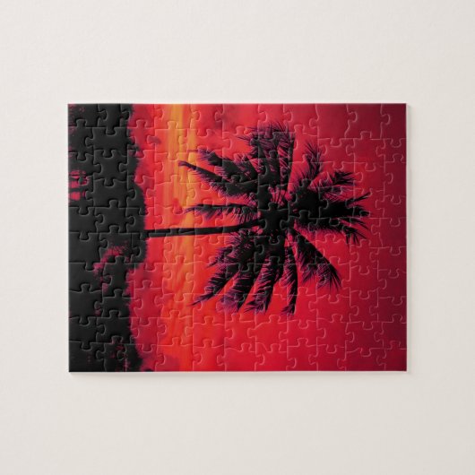 Red Hawaiian Sunset Exotic Palm Trees Legpuzzel (Horizontaal)