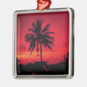 Red Hawaiian Sunset Exotic Palm Trees Metalen Ornament (Links)