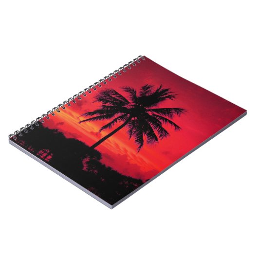 Red Hawaiian Sunset Exotic Palm Trees Notitieboek (Linkerzijde)