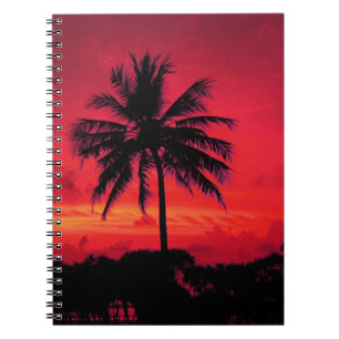 Red Hawaiian Sunset Exotic Palm Trees Notitieboek
