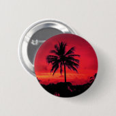 Red Hawaiian Sunset Exotic Palm Trees Ronde Button 5,7 Cm (Voorkant /achterkant)