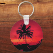 Red Hawaiian Sunset Exotic Palm Trees Sleutelhanger (Voorkant)