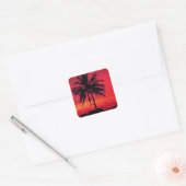 Red Hawaiian Sunset Exotic Palm Trees Vierkante Sticker (Envelop)