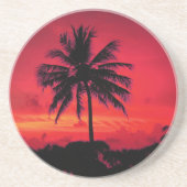 Red Hawaiian Sunset Exotic Palm Trees Zandsteen Onderzetter (Voorkant)