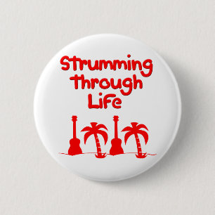 Red Hawain Ukulele Uke Tropisch Surf Design Ronde Button 5,7 Cm