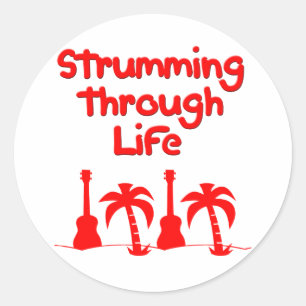 Red Hawain Ukulele Uke Tropisch Surf Design Ronde Sticker