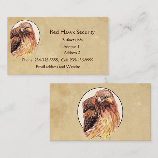 Red Hawk Custom Business Bird of Prey Visitekaartje (Voorkant / Achterkant)
