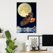 RED HAWK MOON II Wildlife Fantasy Art Poster (Thuiskantoor)