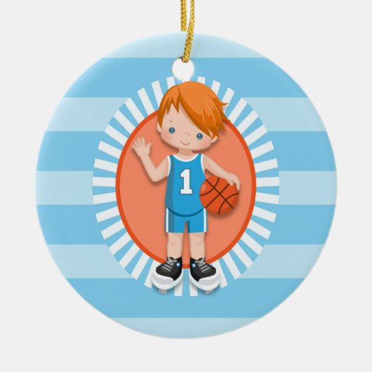 Red Hazard Basketball Player Keramisch Ornament (Voorkant)