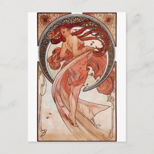 Red Hazard Dancing Girl - Mucha Briefkaart (Voorkant)