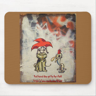 Red Hazard Dino Girl Mousepad Muismat