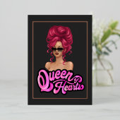 Red Hazard Girl Birthday Party Folie Uitnodiging (Staand Voorkant)