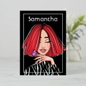 Red Hazard Girl Birthday Party Folie Uitnodiging (Staand Voorkant)