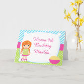 Red Hazard Girl Slumber-feestdag Kaart (Gele Bloem)