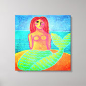 Red Hazard Mermaid Abstract Digital Painting Canvas Afdruk (Voorkant)