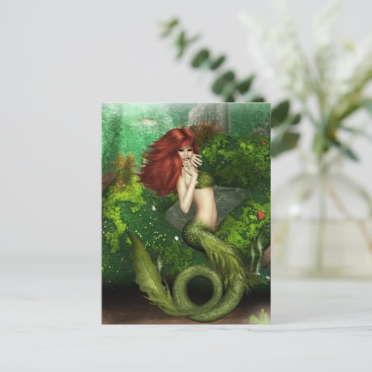 Red Hazard Mermaid Briefkaart (Staand voorkant)