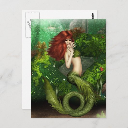 Red Hazard Mermaid Briefkaart (Voorkant / Achterkant)