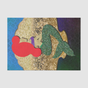 Red Hazard Mermaid Golden Seashell Birthday Party Tissuepapier