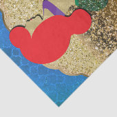 Red Hazard Mermaid Golden Seashell Birthday Party Tissuepapier (Detail)