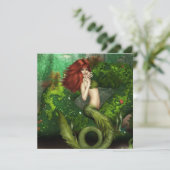 Red Hazard Mermaid Invitations Kaart (Staand voorkant)