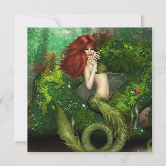 Red Hazard Mermaid Invitations Kaart (Voorkant)