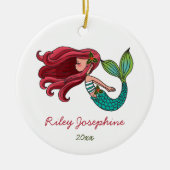 Red Hazard Mermaid Personalized Redhead Ginger Keramisch Ornament (Voorkant)