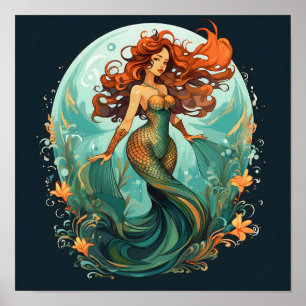 Red Hazard Mermaid Poster