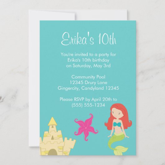 Red Hazard Mermaid Zee Invitation Kaart (Voorkant)