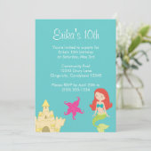 Red Hazard Mermaid Zee Invitation Kaart (Staand voorkant)