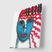 Red Head Abstracte decoratieve kunst Vierkante Klok (Hoek)