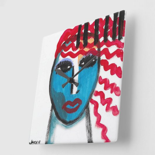 Red Head Abstracte decoratieve kunst Vierkante Klok (Hoek)