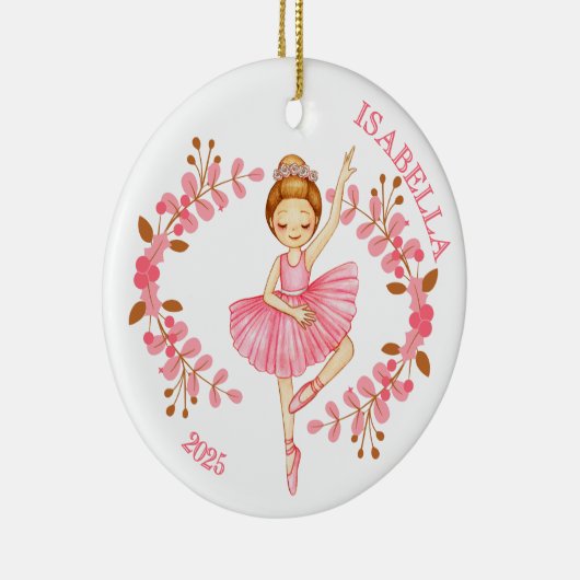 Red-Head Ballerina in Pink  Keramisch Ornament (Rechts)